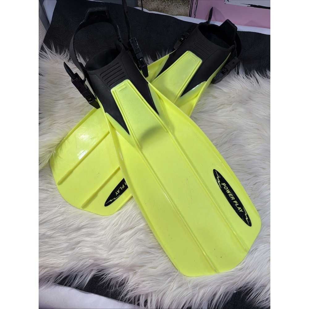 Power Play International Divers Yellow Swim Fins Swimming Flippers M-l